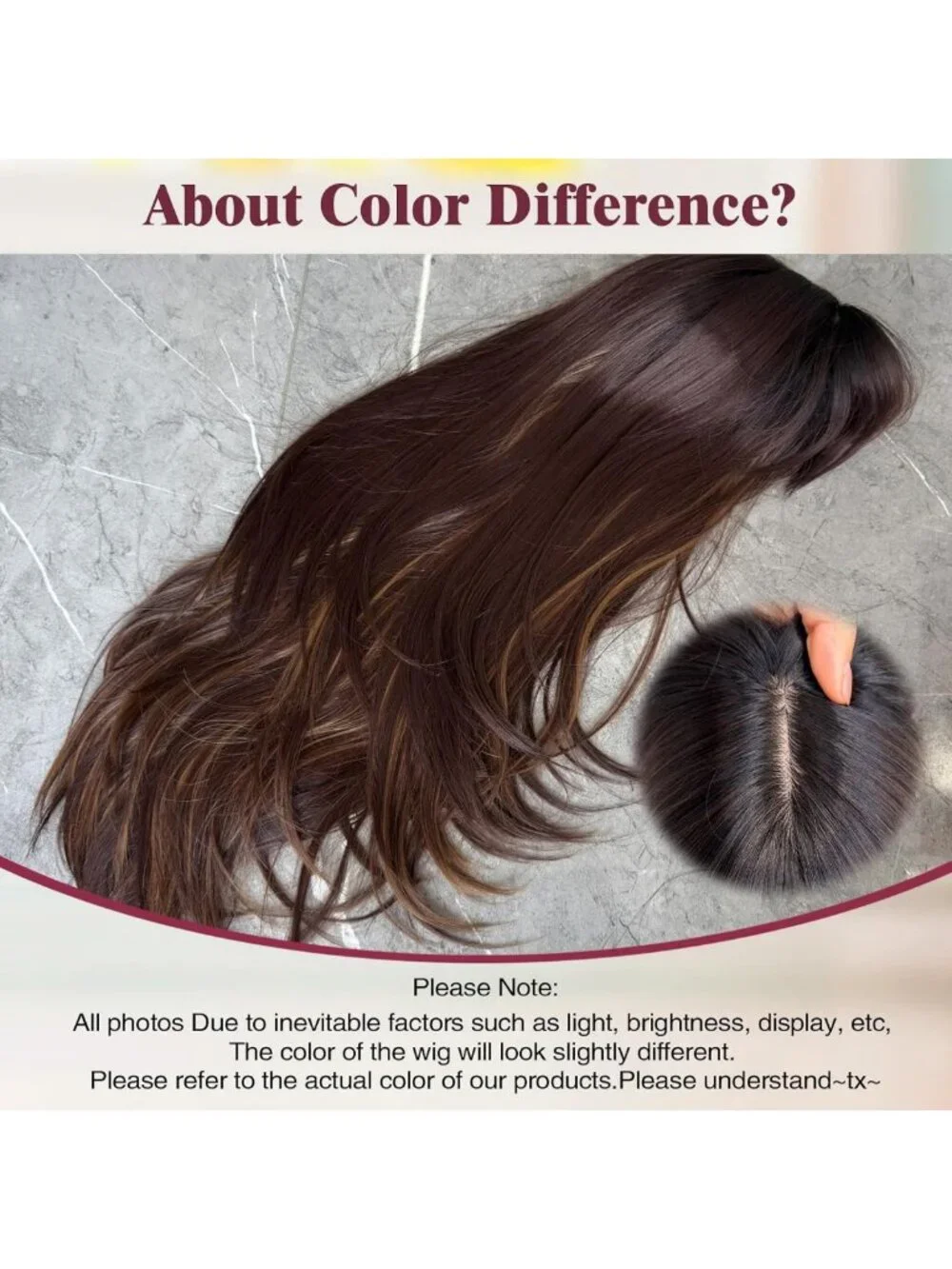 Layered Brown Highlight Wig with Bangs, 26